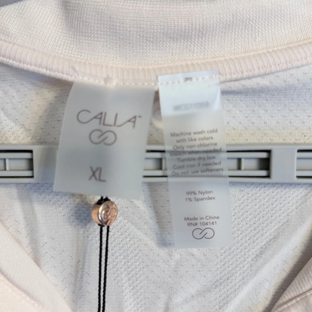 CALIA Seamless Johnny Collar Polo Faded Pink Short Sleeve‎ Golf Shirt Top XL